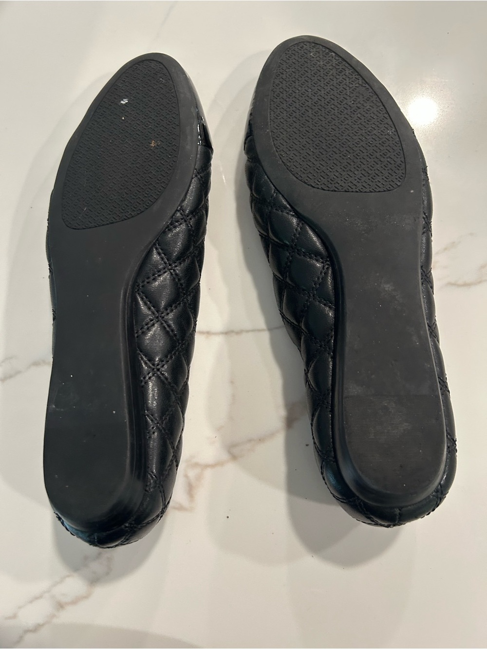 Tory Burch Black Quilted Patent Cap-Toe Ballet Flats - Picture 2 of 2